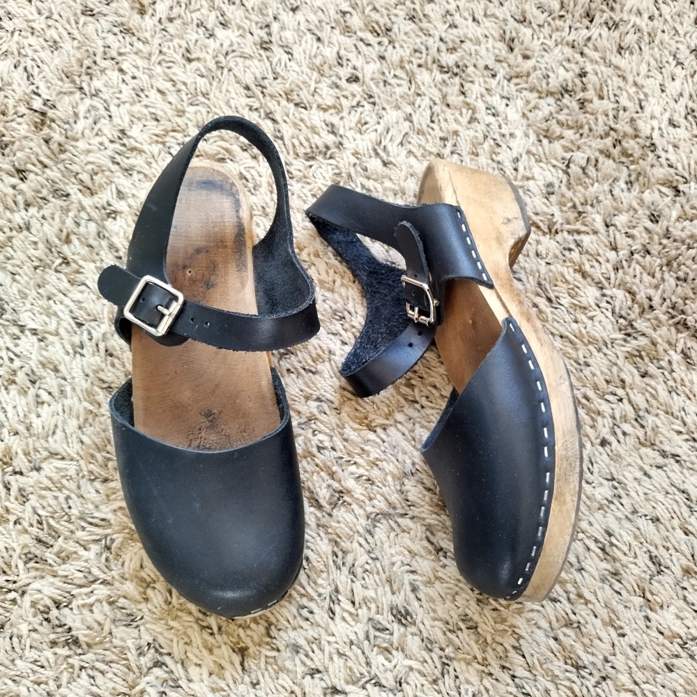 Lotta From Stockholm Swedish Clogs Brown Leather Mary Jane Sz 37/6